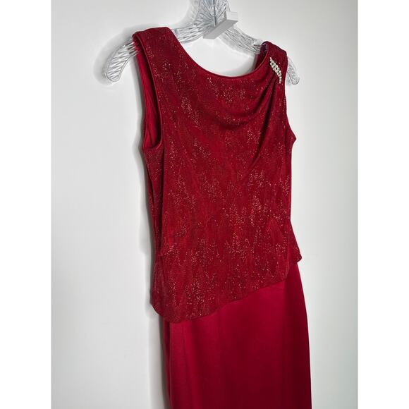 Vintage 80's-90's Patra Petite Red Sparkle Formal Evening Dress Made in USA 8 p - Picture 13 of 15